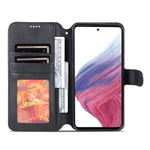 AZNS til Samsung Galaxy A34 5G cover af læder med kalvetekstur, pung og stander, anti-drop etui