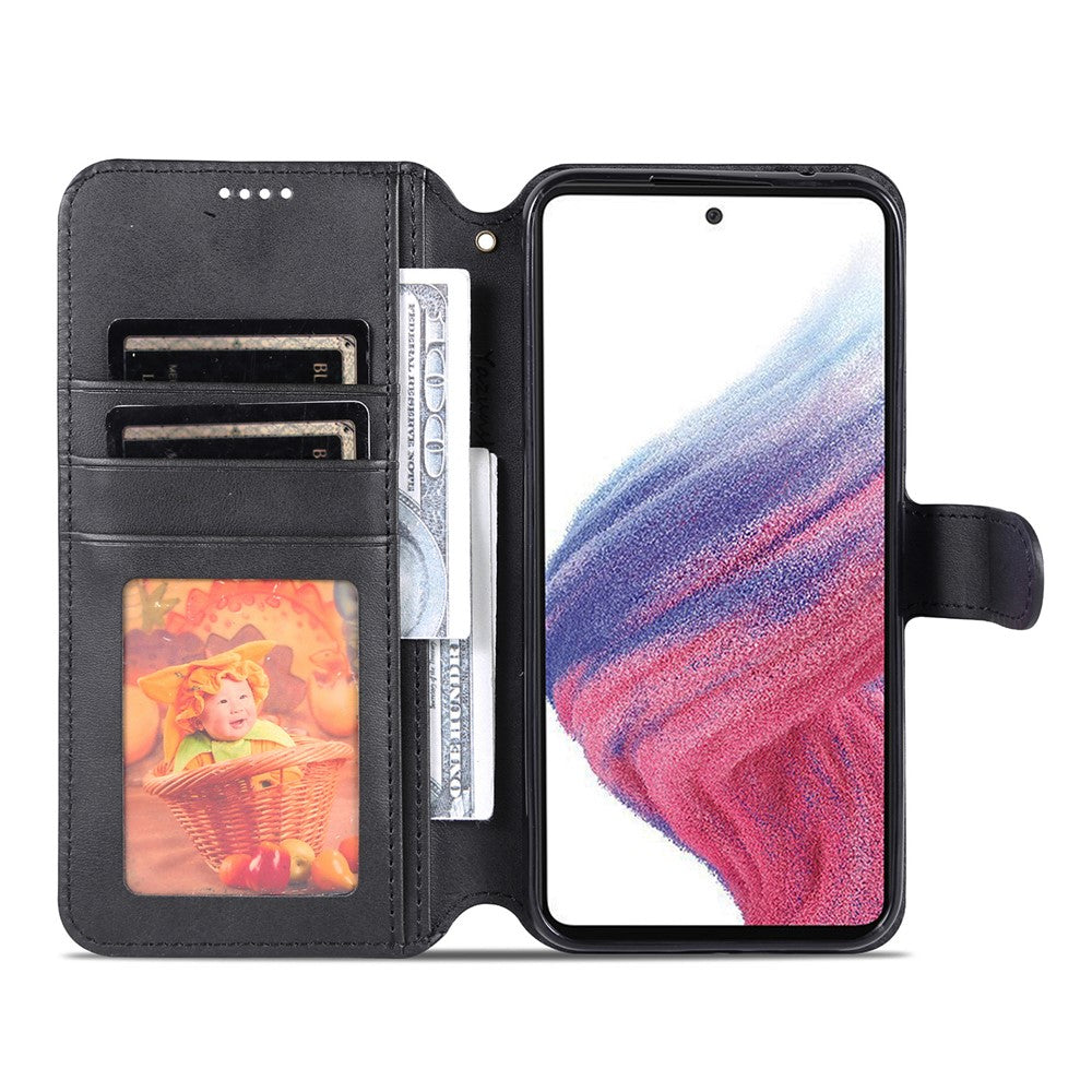 AZNS til Samsung Galaxy A34 5G cover af læder med kalvetekstur, pung og stander, anti-drop etui
