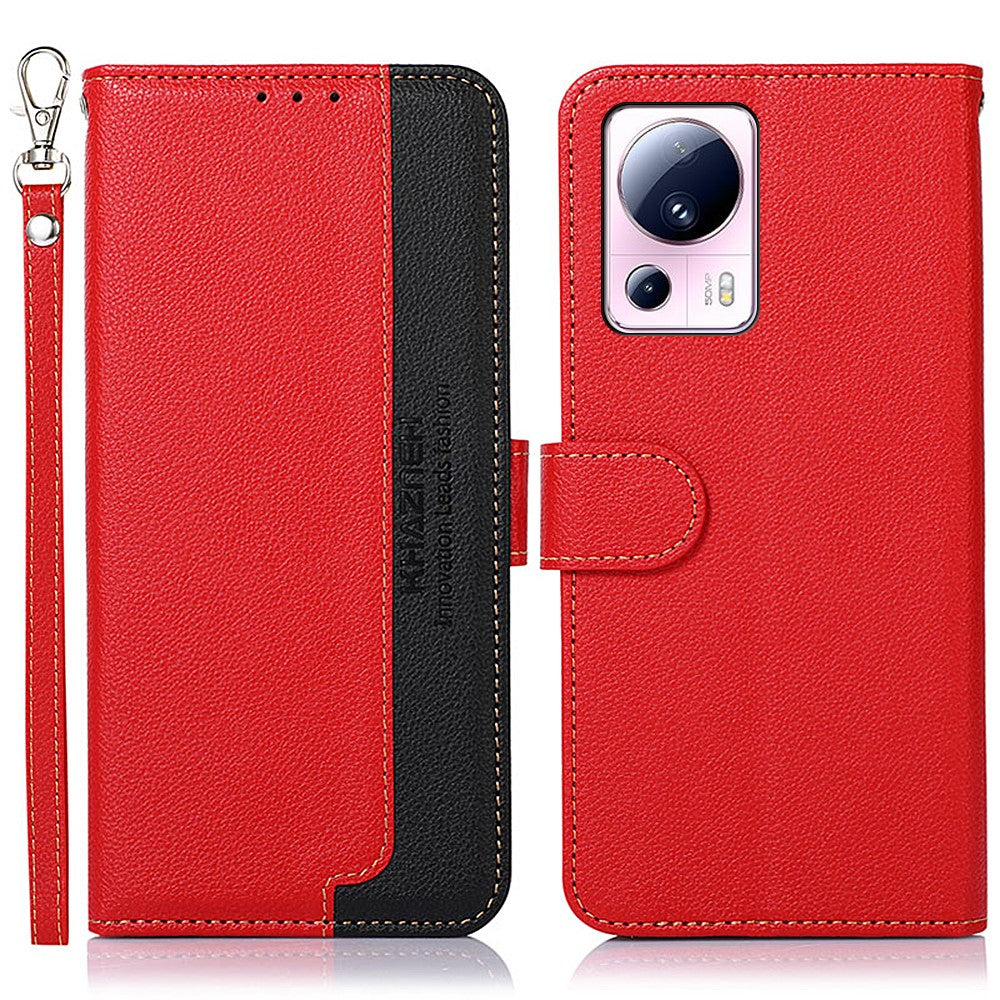 KHAZNEH Anti-fall Phone Case For Xiaomi 13 Lite / Civi 2 5G , RFID Blocking Litchi Texture Leather Cover Stand Wallet