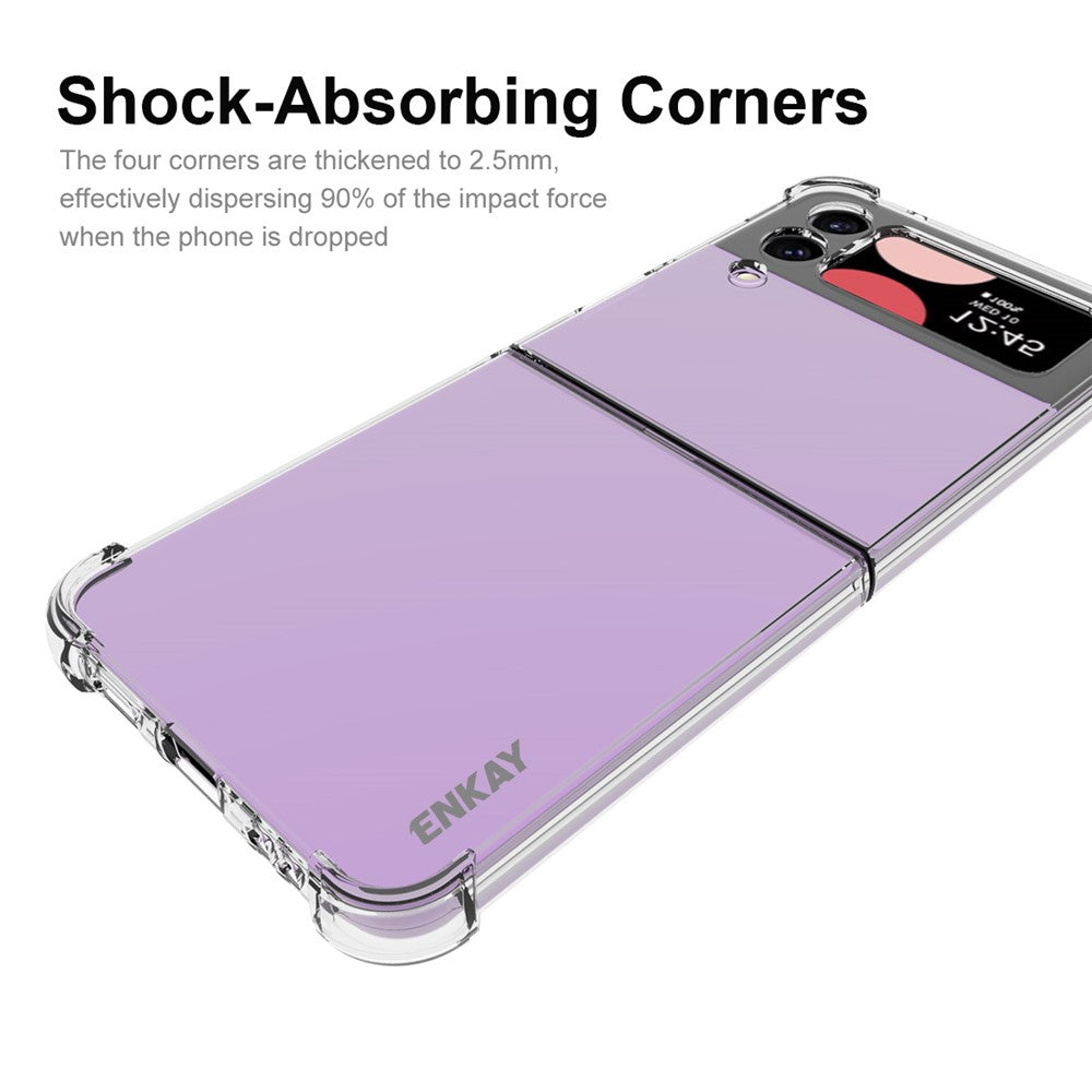 ENKAY HAT PRINCE För Samsung Galaxy Z Flip4 5G Stötsäkert mobilskal Halkfri Randig Kant Genomskinligt TPU-Skal