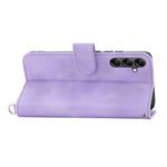 Leather Phone Case for Samsung Galaxy A34 5G Wallet Stand Imprinted Flower Skin-touch Cover with Strap