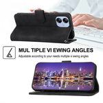 DIERFENG DF-03 for Samsung Galaxy A04e 4G / F04 4G / M04 4G Leather Phone Case Lines Imprinted Stand Phone Wallet Cover