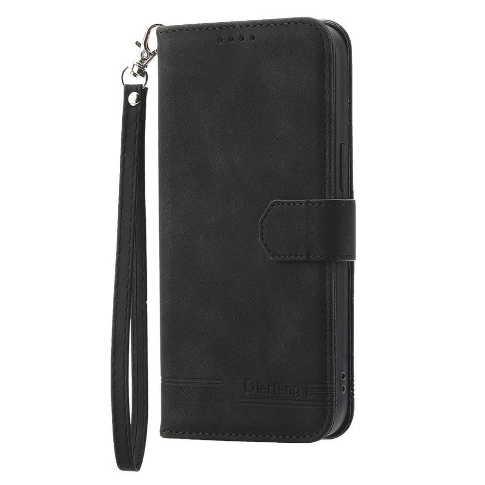 DIERFENG DF-03 for Samsung Galaxy A04e 4G / F04 4G / M04 4G Leather Phone Case Lines Imprinted Stand Phone Wallet Cover