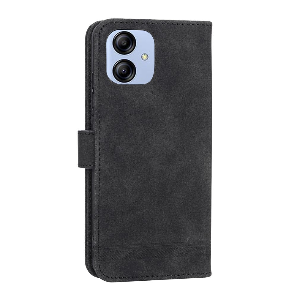 DIERFENG DF-03 for Samsung Galaxy A04e 4G / F04 4G / M04 4G Leather Phone Case Lines Imprinted Stand Phone Wallet Cover