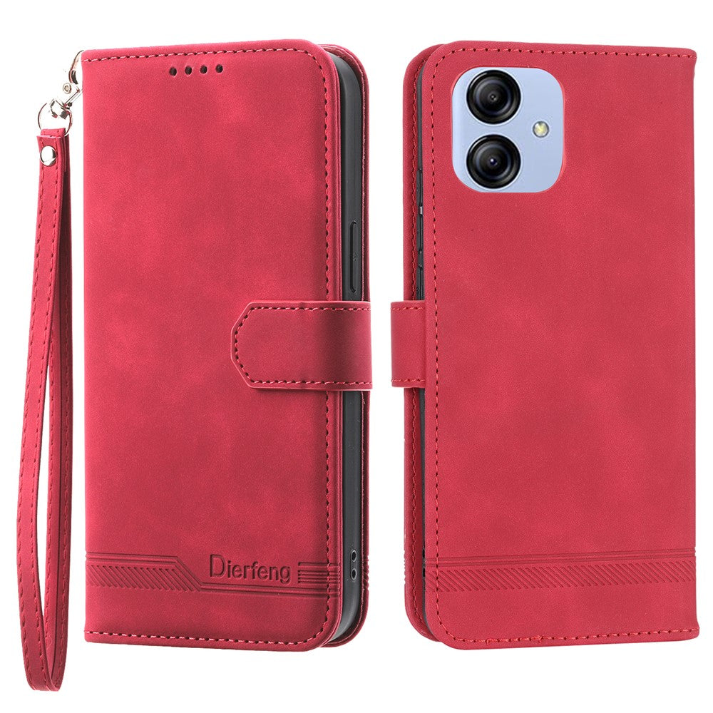 DIERFENG DF-03 for Samsung Galaxy A04e 4G / F04 4G / M04 4G Leather Phone Case Lines Imprinted Stand Phone Wallet Cover