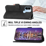 DIERFENG DF-03 for Xiaomi Redmi A1+ 4G / A2+ 4G / Poco C50 4G Leather Phone Case Lines Imprinted Phone Cover with Wallet Stand