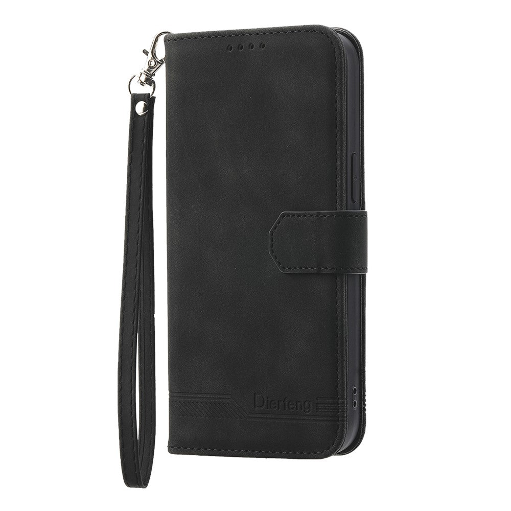 DIERFENG DF-03 for Xiaomi Redmi A1+ 4G / A2+ 4G / Poco C50 4G Leather Phone Case Lines Imprinted Phone Cover with Wallet Stand