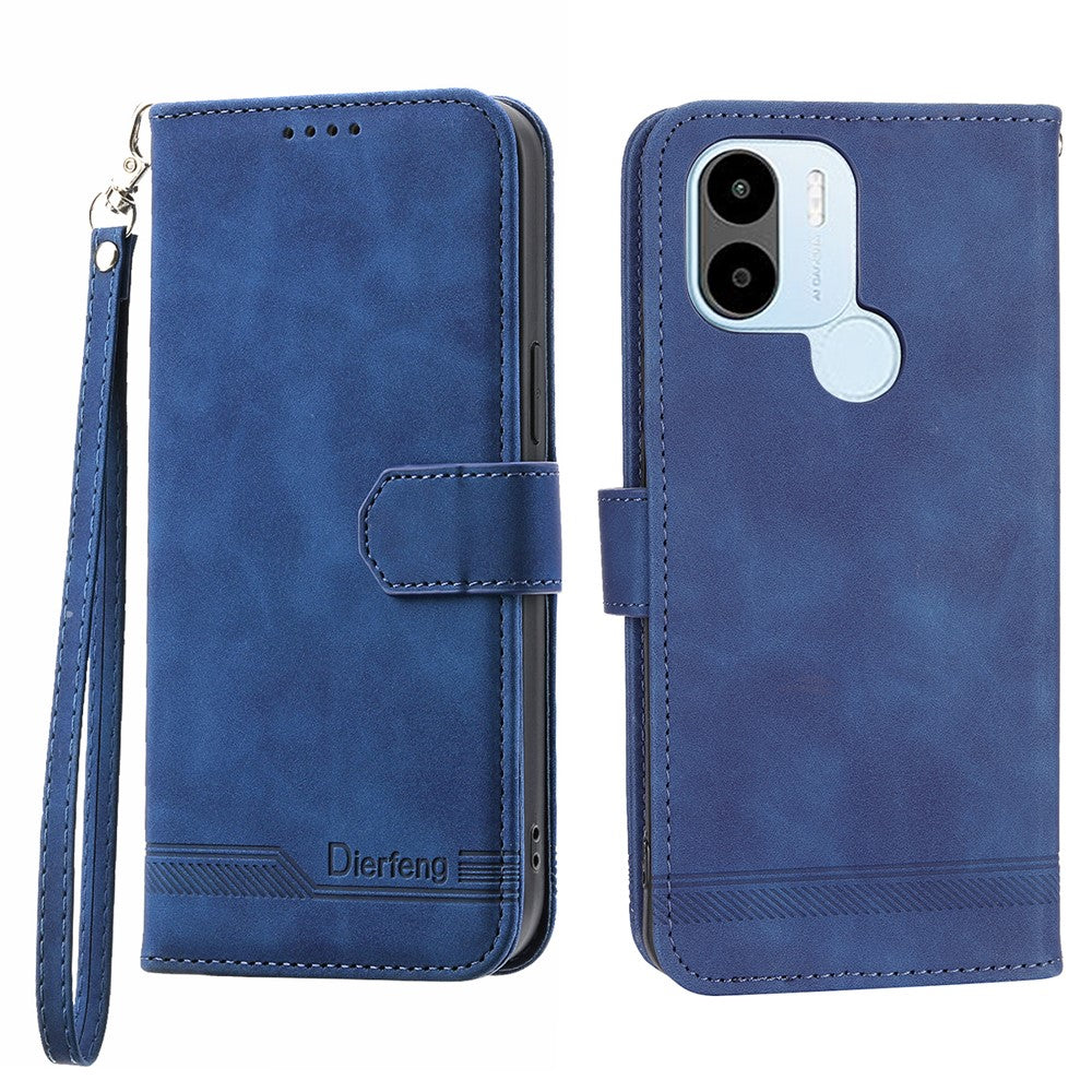 DIERFENG DF-03 for Xiaomi Redmi A1+ 4G / A2+ 4G / Poco C50 4G Leather Phone Case Lines Imprinted Phone Cover with Wallet Stand