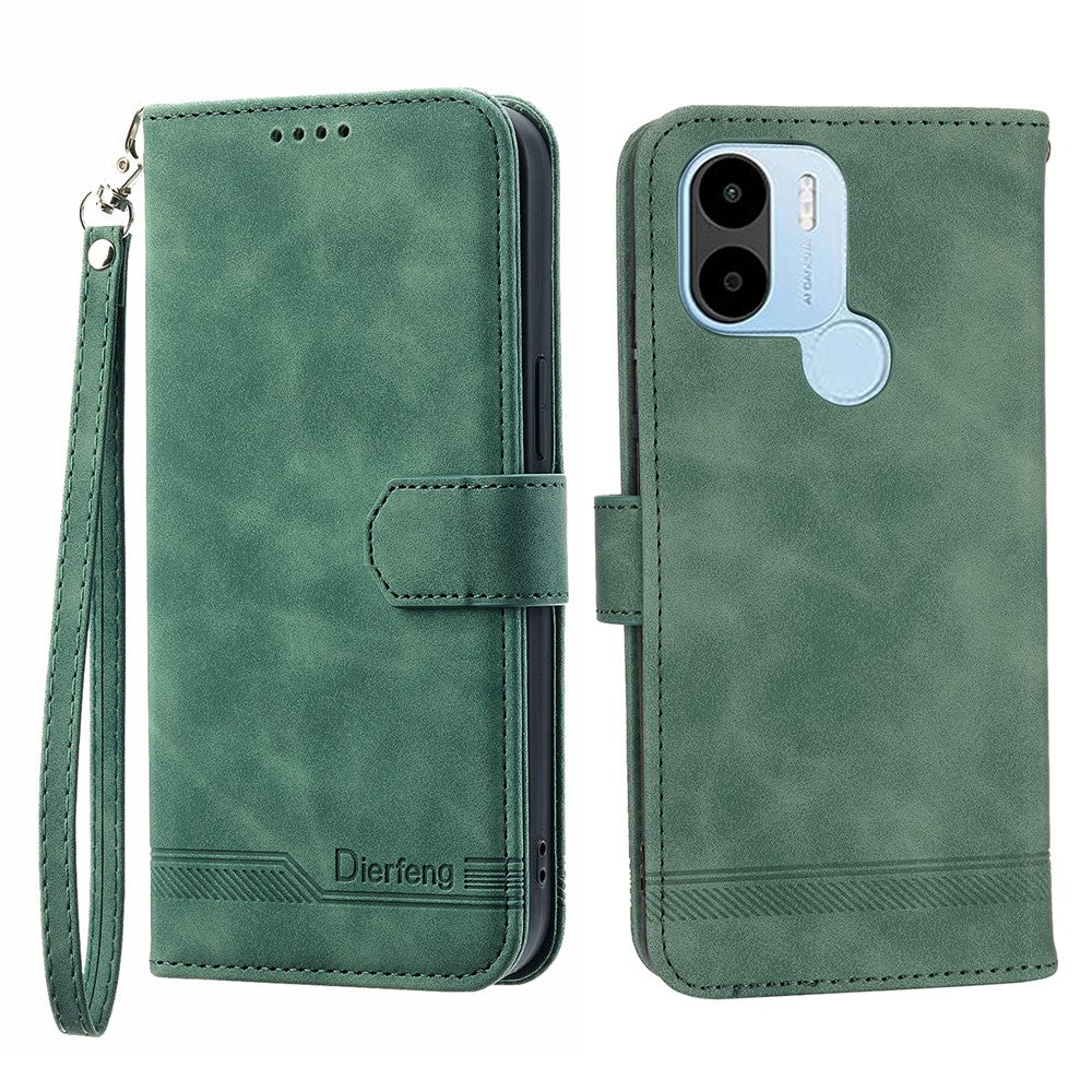 DIERFENG DF-03 for Xiaomi Redmi A1+ 4G / A2+ 4G / Poco C50 4G Leather Phone Case Lines Imprinted Phone Cover with Wallet Stand