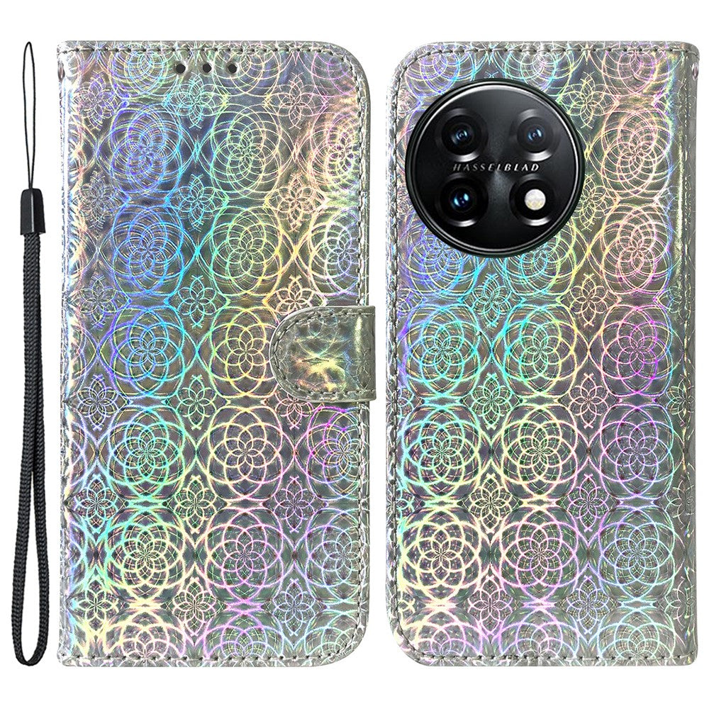 OnePlus 11 5G Stoppsäkert mobilskal Bländande Blommönster Plånboksfodral PU-läder mobilskal