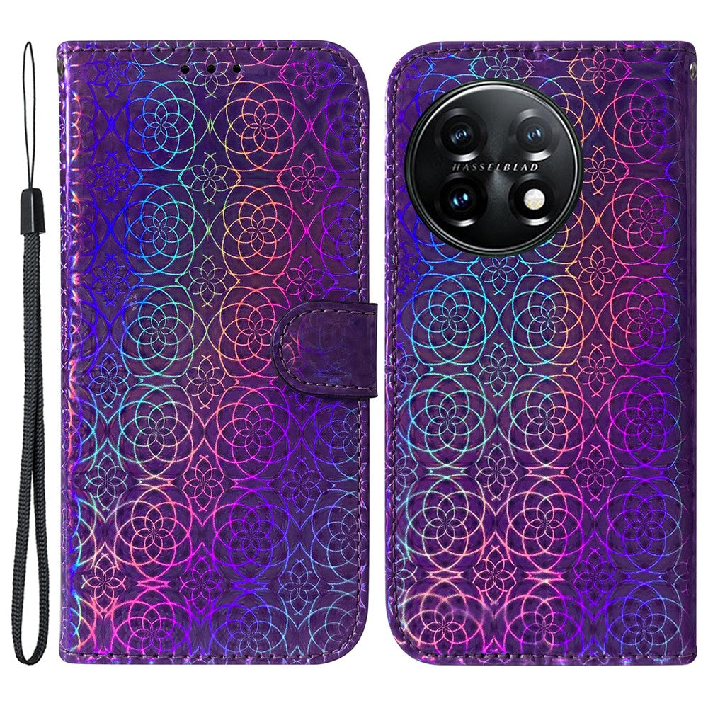 OnePlus 11 5G Stoppsäkert mobilskal Bländande Blommönster Plånboksfodral PU-läder mobilskal