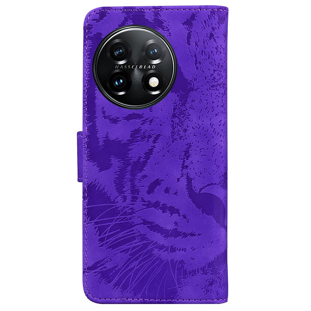OnePlus 11 5G-mobilcover med tigertryk, PU-læder, pungeetui, stativ, beskyttende mobilcover