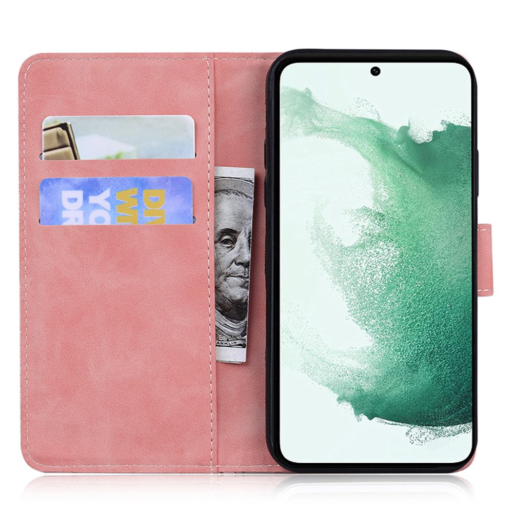 For Samsung Galaxy F04 4G / M04 4G / A04e 4G Stand Wallet Phone Cover Tiger Pattern Imprinted Leather Case