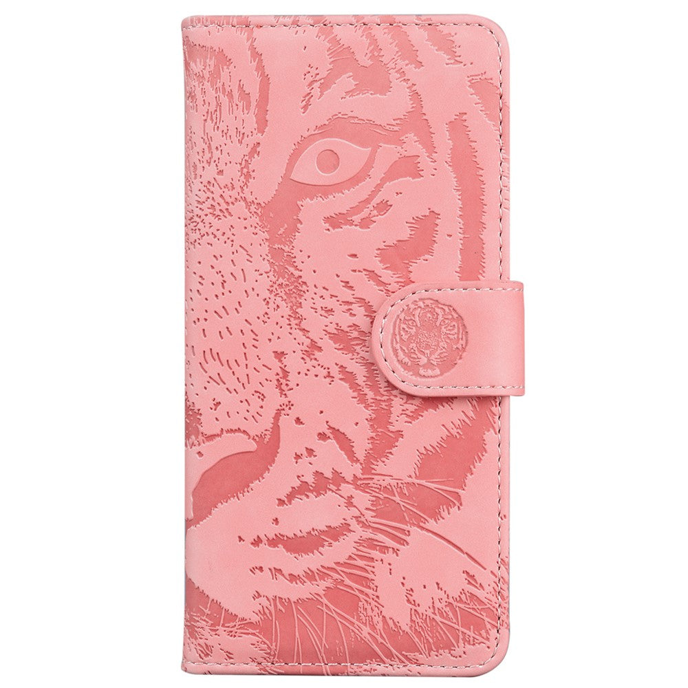 For Samsung Galaxy F04 4G / M04 4G / A04e 4G Stand Wallet Phone Cover Tiger Pattern Imprinted Leather Case