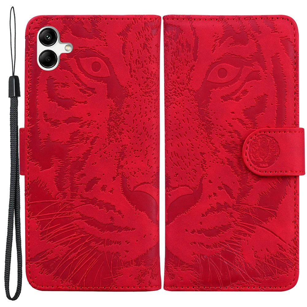 For Samsung Galaxy F04 4G / M04 4G / A04e 4G Stand Wallet Phone Cover Tiger Pattern Imprinted Leather Case
