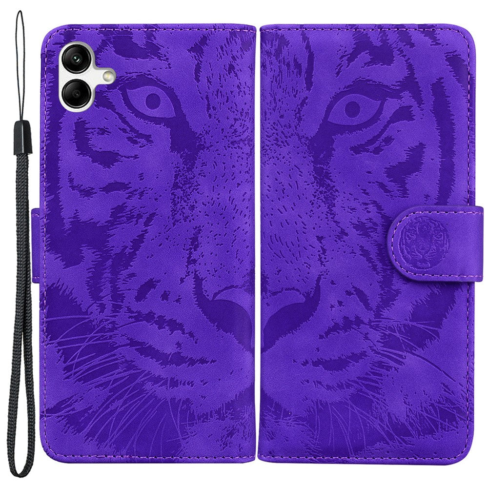For Samsung Galaxy F04 4G / M04 4G / A04e 4G Stand Wallet Phone Cover Tiger Pattern Imprinted Leather Case
