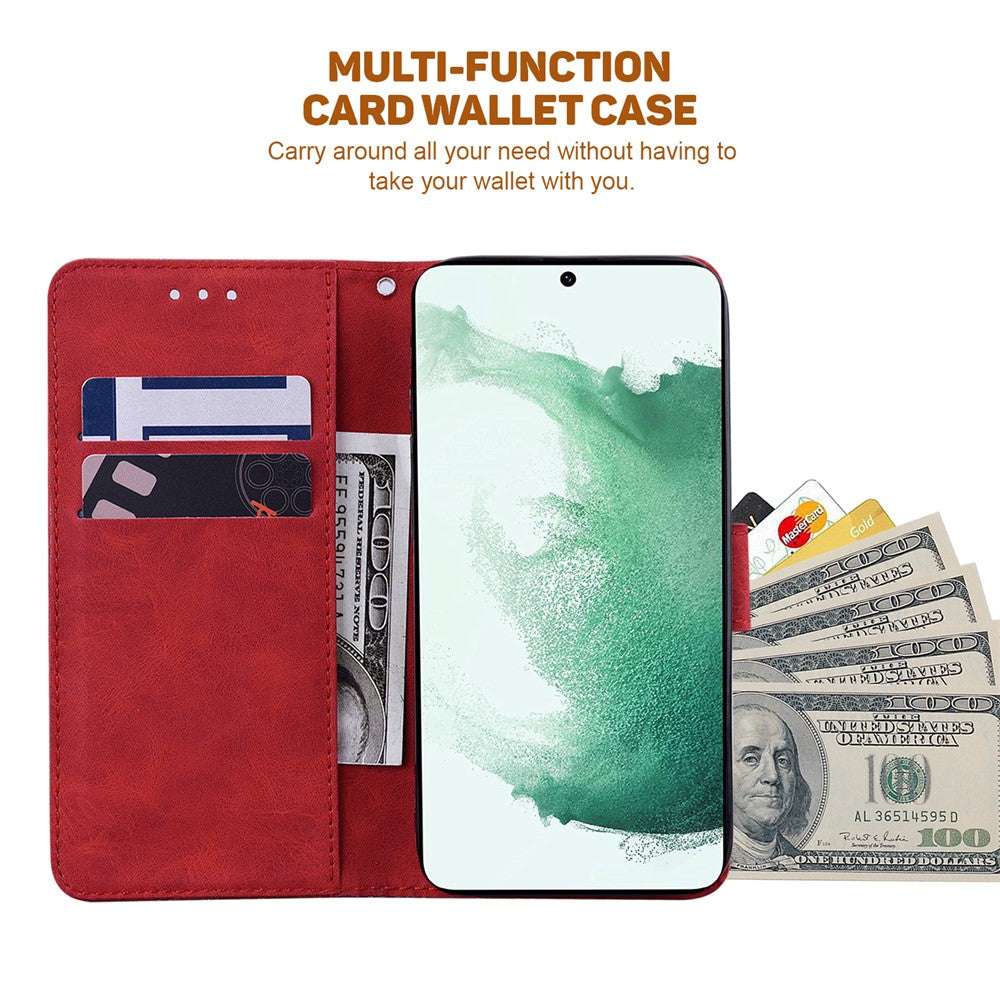 Til Samsung Galaxy A04e 4G / F04 4G / M04 4G Imprintet Telefoncover PU Læderpung Stødsikkert Standercover med Håndrem