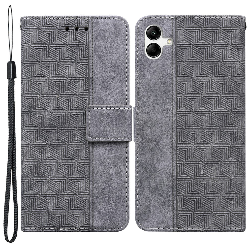 Til Samsung Galaxy A04e 4G / F04 4G / M04 4G Imprintet Telefoncover PU Læderpung Stødsikkert Standercover med Håndrem