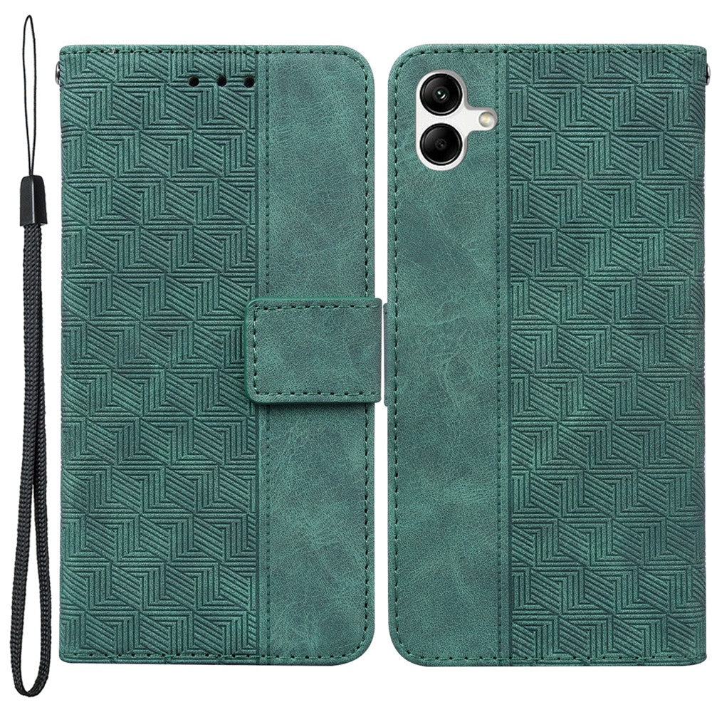 Til Samsung Galaxy A04e 4G / F04 4G / M04 4G Imprintet Telefoncover PU Læderpung Stødsikkert Standercover med Håndrem