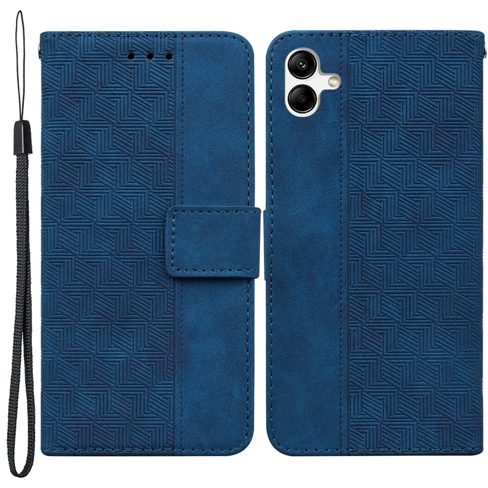 Til Samsung Galaxy A04e 4G / F04 4G / M04 4G Imprintet Telefoncover PU Læderpung Stødsikkert Standercover med Håndrem