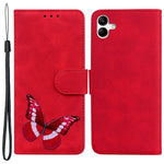 Til Samsung Galaxy A04e 4G / F04 4G / M04 4G Læder Telefoncover Sommerfuglemønster Tryk Pung Telefonstativ Cover