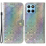 For Honor X8 5G Stand Magnetic Flip Phone Cover Leather Dazzling Flower Pattern Wallet Case with Strap