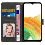 For Samsung Galaxy A24 4G (162.1 x 77.6 x 8.3mm) Drop-proof Leather Phone Case Stand Wallet Cover with Strap