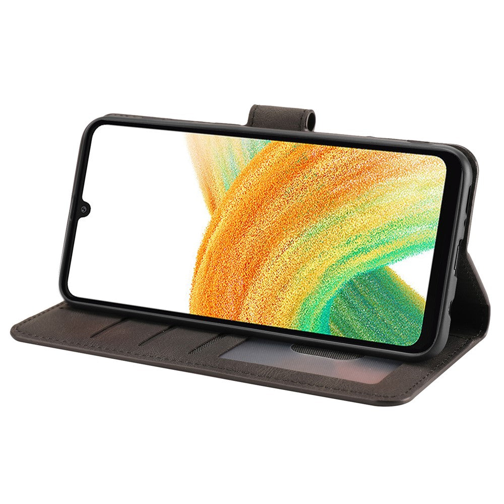 For Samsung Galaxy A24 4G (162.1 x 77.6 x 8.3mm) Drop-proof Leather Phone Case Stand Wallet Cover with Strap