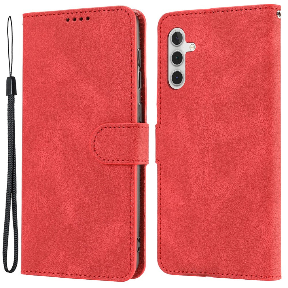 For Samsung Galaxy A24 4G (162.1 x 77.6 x 8.3mm) Drop-proof Leather Phone Case Stand Wallet Cover with Strap