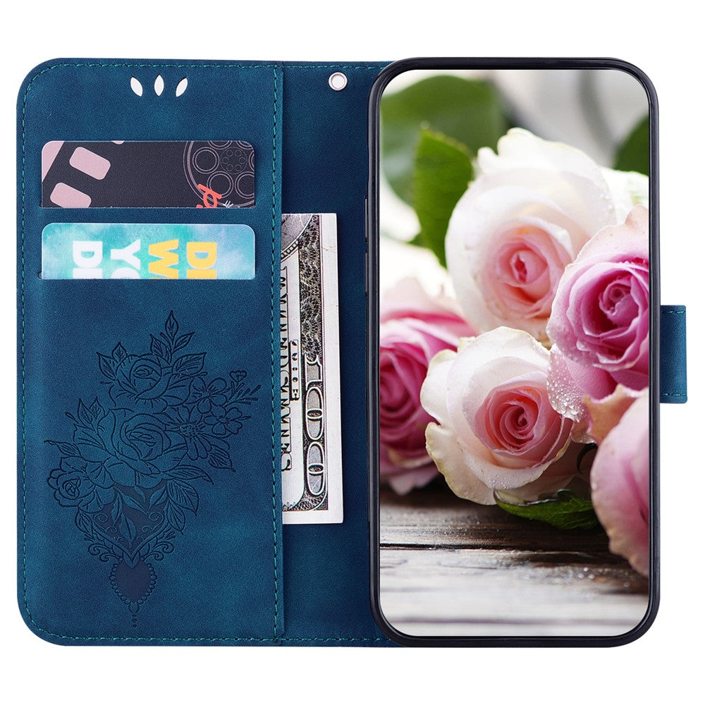 For Honor X8 5G PU Leather Wallet Case Imprinted Rose Butterfly Stand Phone Cover