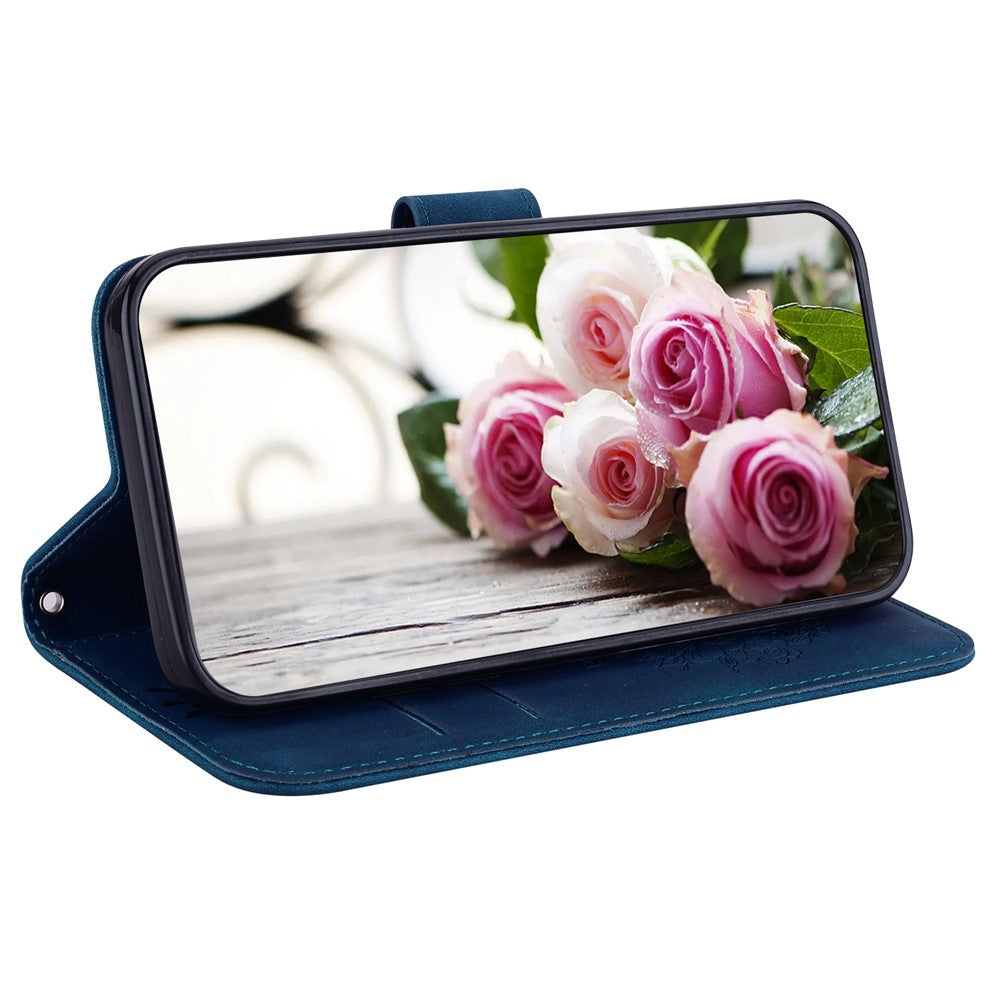 For Honor X8 5G PU Leather Wallet Case Imprinted Rose Butterfly Stand Phone Cover