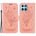 For Honor X8 5G PU Leather Wallet Case Imprinted Rose Butterfly Stand Phone Cover