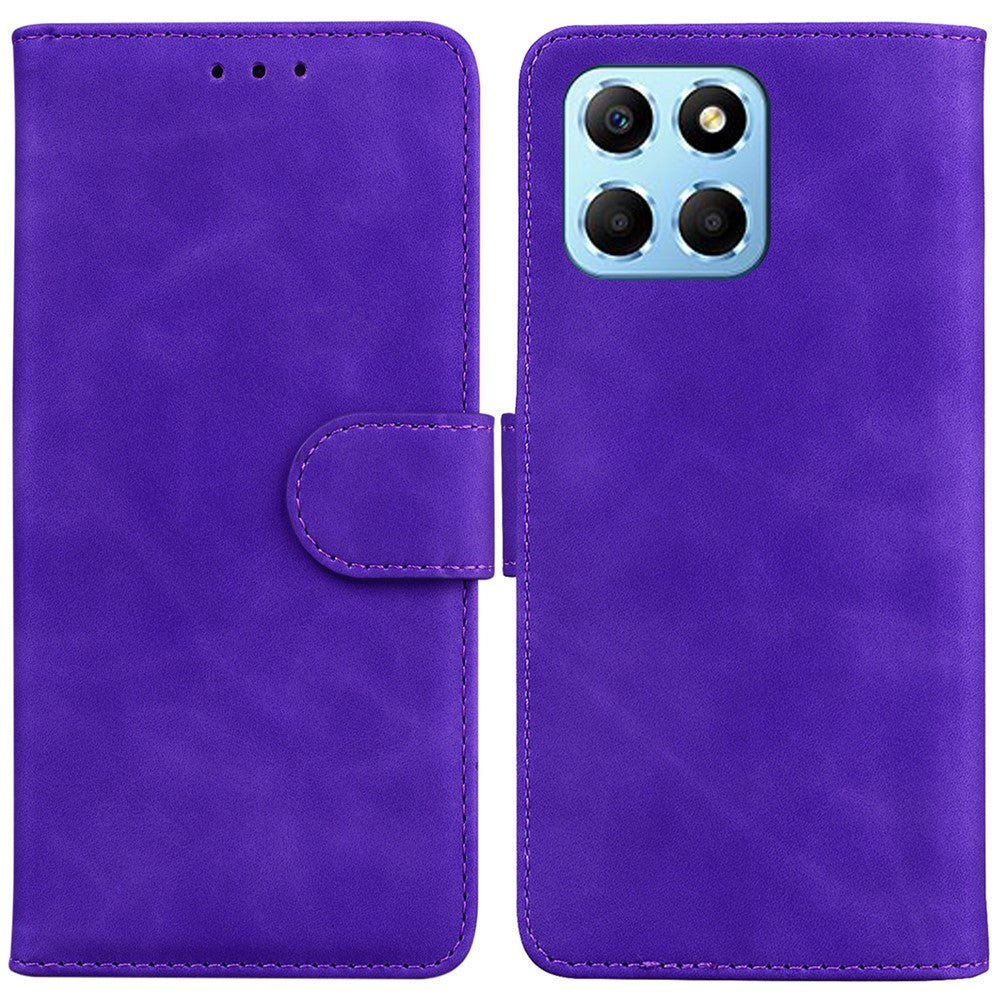 Til Honor X8 5G Anti-fingeraftryk læder telefoncover ensfarvet standerpungcover