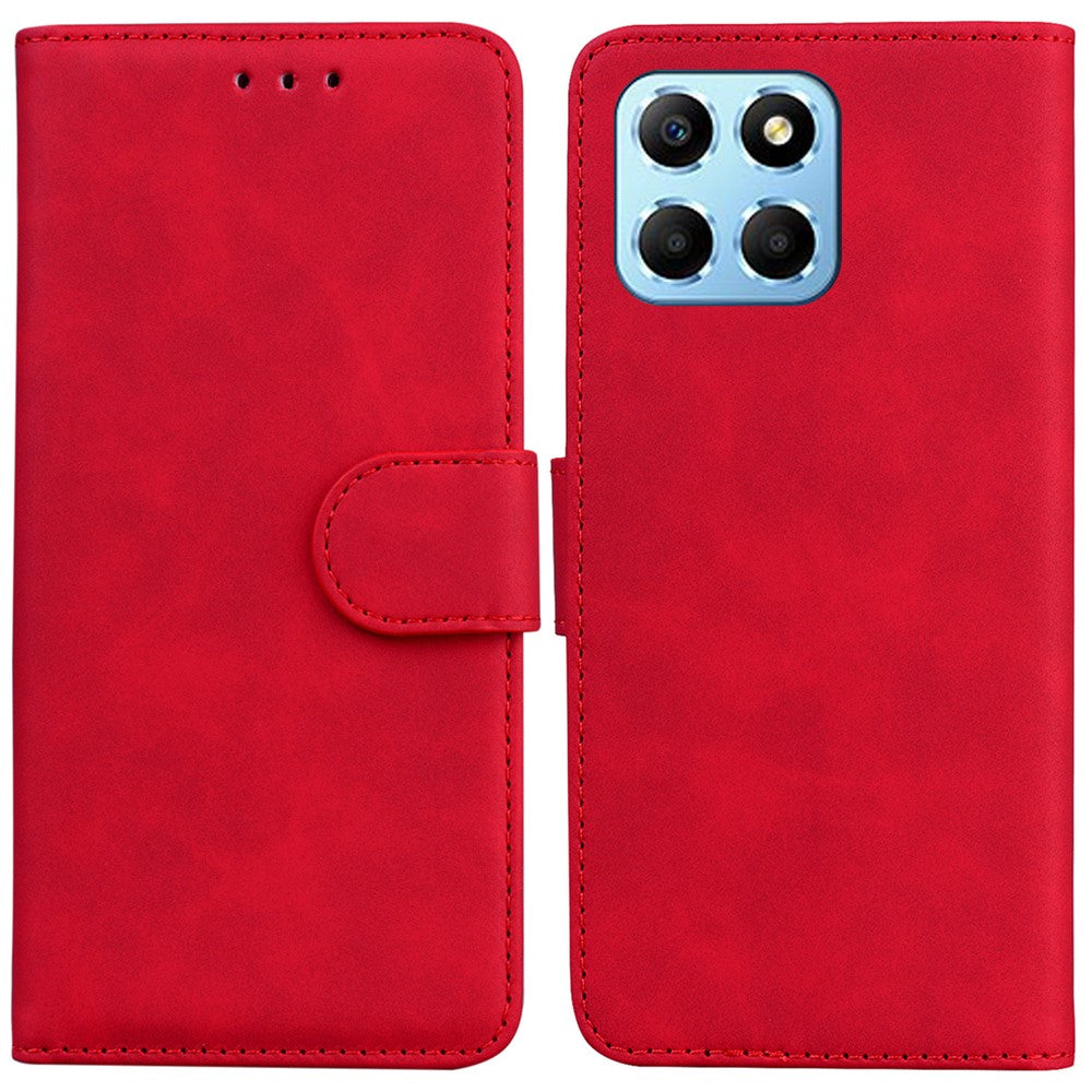 Til Honor X8 5G Anti-fingeraftryk læder telefoncover ensfarvet standerpungcover