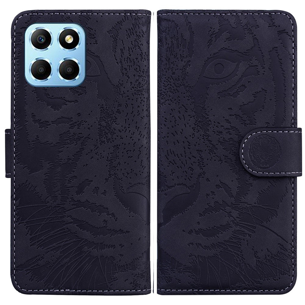 For Honor X8 5G Cell Phone Case Stand Wallet Tiger Pattern Imprinted PU Leather Flip Phone Cover