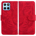 For Honor X8 5G Mobiltelefonetui Stativ Pung Tiger Mønster Præget PU Læder Flip Telefoncover