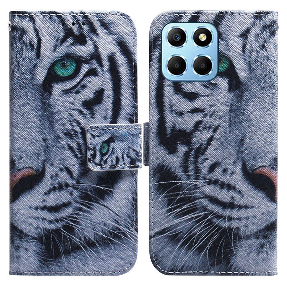For Honor X8 5G PU Leather Folio Wallet Case Pattern Printing Stand Phone Cover Shell