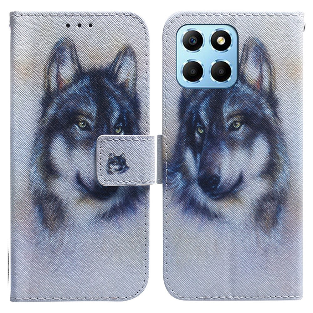 For Honor X8 5G PU Leather Folio Wallet Case Pattern Printing Stand Phone Cover Shell