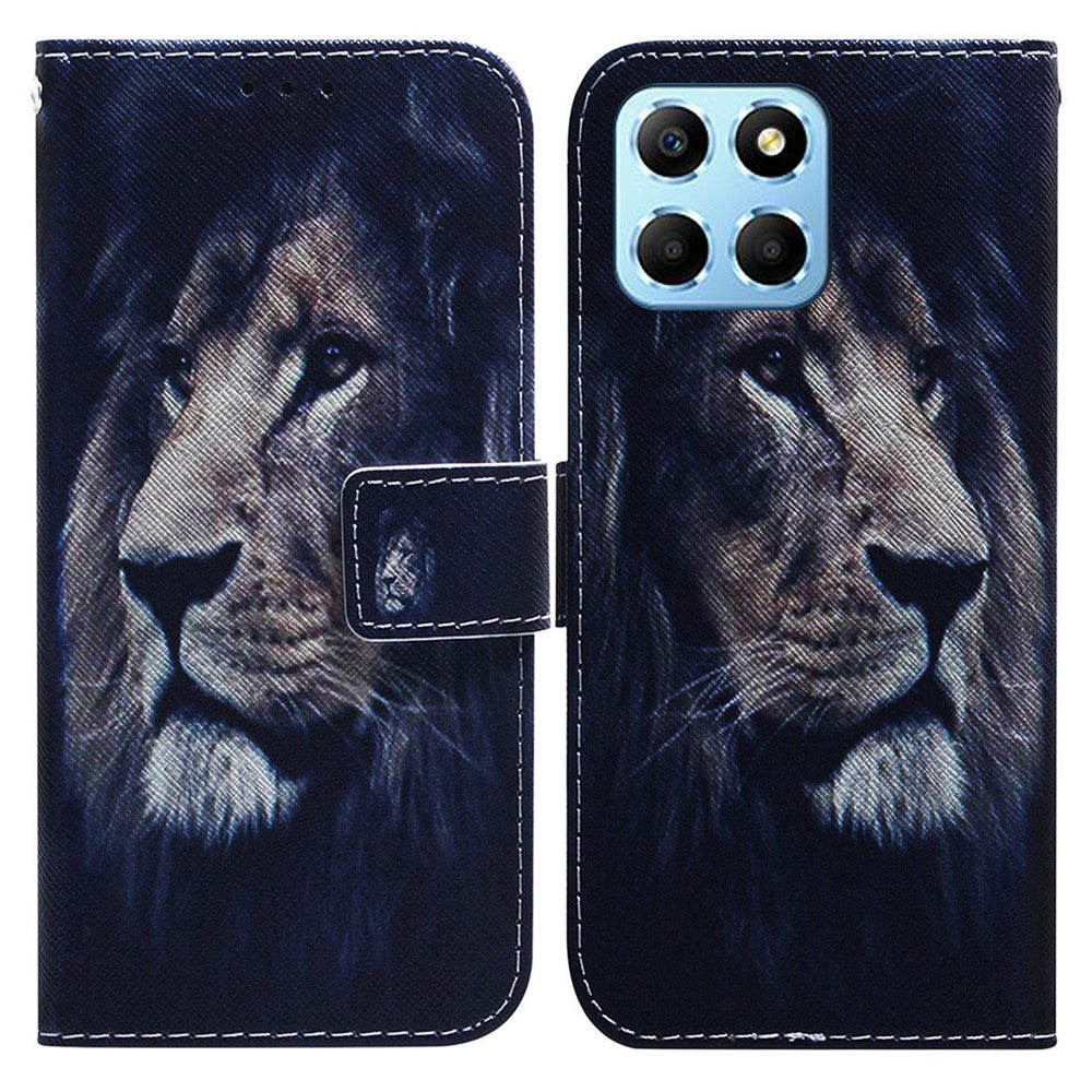 For Honor X8 5G PU Leather Folio Wallet Case Pattern Printing Stand Phone Cover Shell