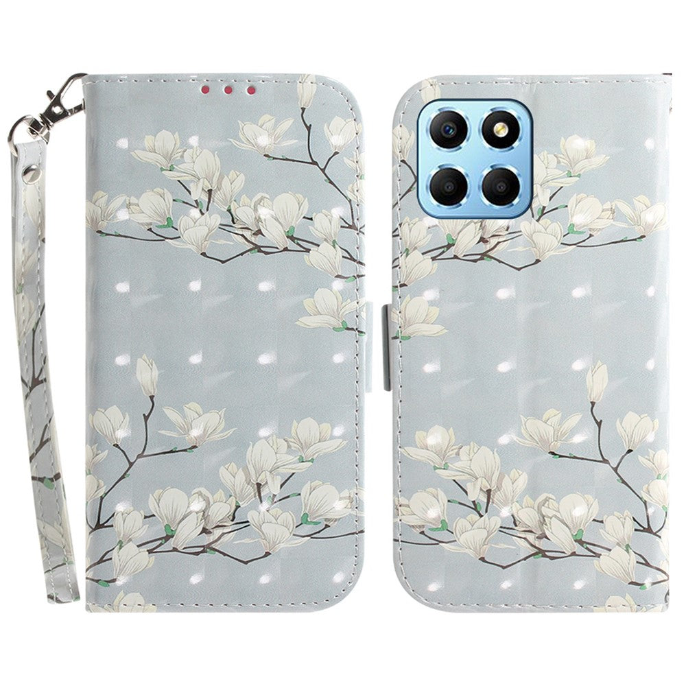 PU Leather Case for Honor X8 5G Protective Shell Wallet Phone Flip Cover with Strap