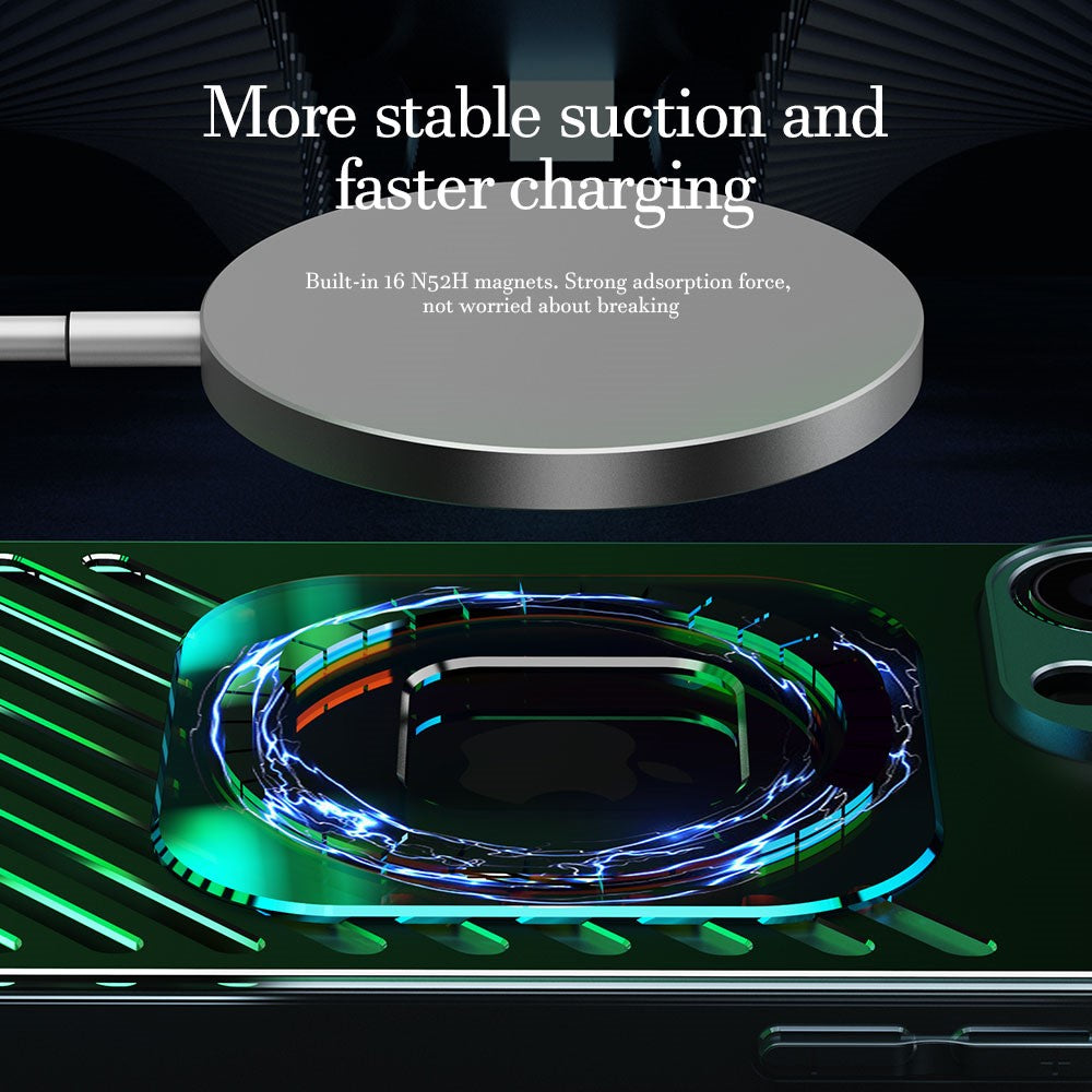 R-JUST SJ55 For iPhone 14 Pro TPU+PC+Metal Back Cover Hollow Magnetic Anti-drop Phone Case Compatible with MagSafe