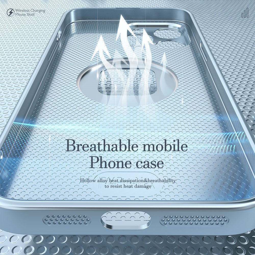 R-JUST SJ55 For iPhone 14 Pro TPU+PC+Metal Back Cover Hollow Magnetic Anti-drop Phone Case Compatible with MagSafe