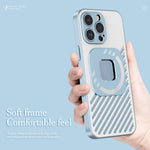 R-JUST SJ55 For iPhone 14 Pro TPU+PC+Metal Back Cover Hollow Magnetic Anti-drop Phone Case Compatible with MagSafe