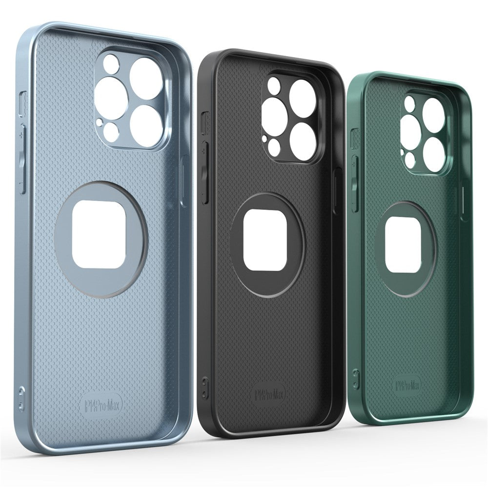 R-JUST SJ55 For iPhone 14 Pro TPU+PC+Metal Back Cover Hollow Magnetic Anti-drop Phone Case Compatible with MagSafe