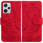 Xiaomi Redmi Note 12 Pro+ 5G PU-läder plånboksfodral Tigermönster präglad stativ vikbart mobilfodral