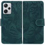 Xiaomi Redmi Note 12 Pro+ 5G PU-läder plånboksfodral Tigermönster präglad stativ vikbart mobilfodral