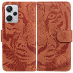 Xiaomi Redmi Note 12 Pro+ 5G PU-läder plånboksfodral Tigermönster präglad stativ vikbart mobilfodral