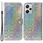 For Xiaomi Redmi Note 12 Pro+ 5G PU Leather Flip Case Dazzling Flower Pattern Wallet Stand Phone Cover