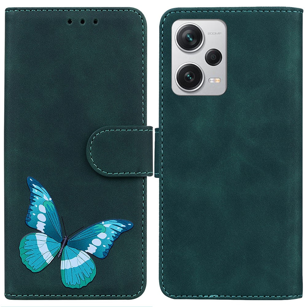 Läderfodral för Xiaomi Redmi Note 12 Pro+ 5G med plånboksfodral, fjärilsmönster och tryck
