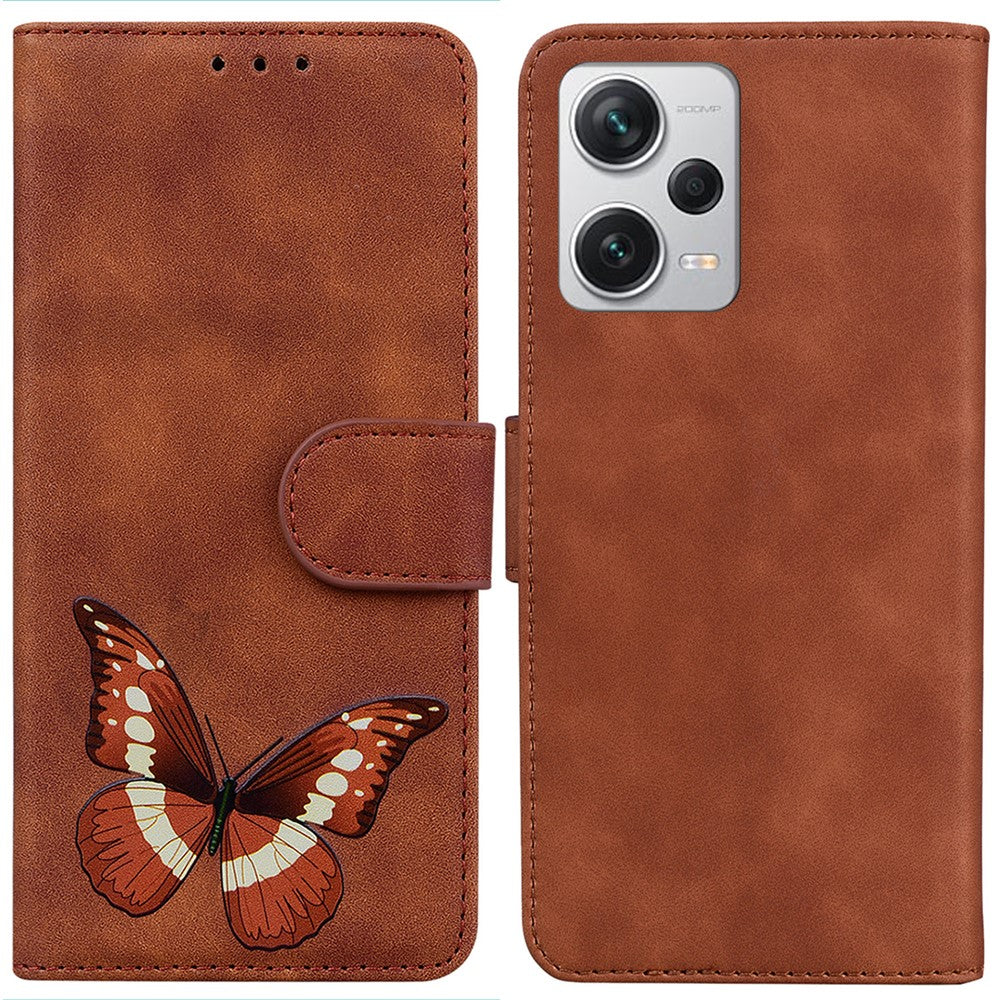 Läderfodral för Xiaomi Redmi Note 12 Pro+ 5G med plånboksfodral, fjärilsmönster och tryck